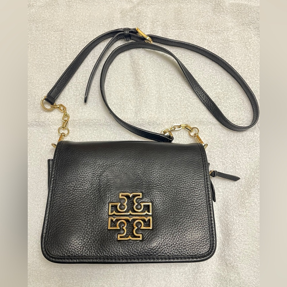 Tory Burch Black Crossbody Bag with Gold Accents